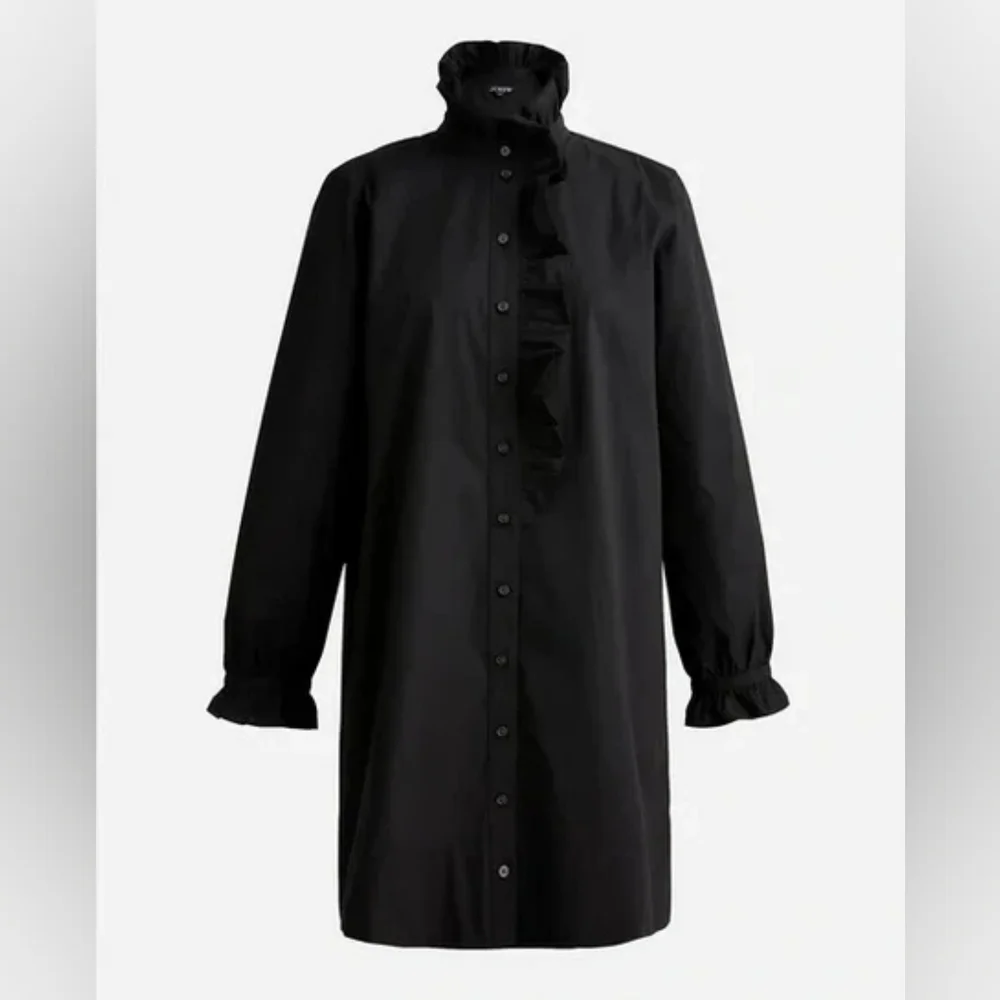 J. Crew Black Poplin Cottage Shirt Dress Size 12